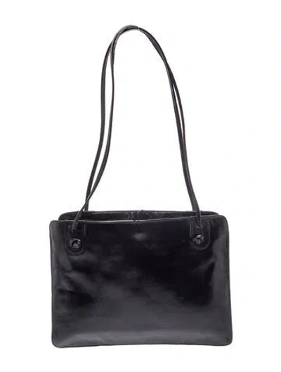 Pre-owned Saks Fifth Avenue Leather Shoulder Bag In Black
