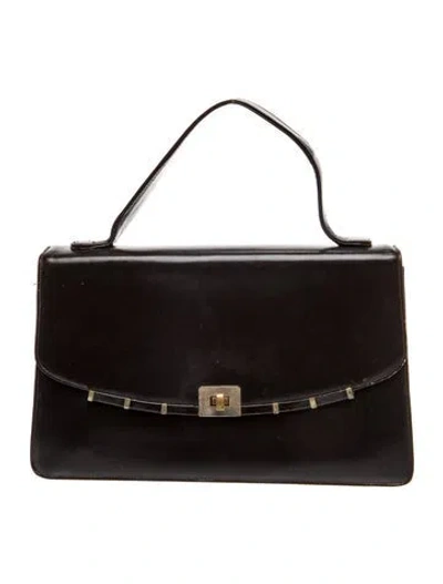 Pre-owned Saks Fifth Avenue Leather Top Handle Bag In Black