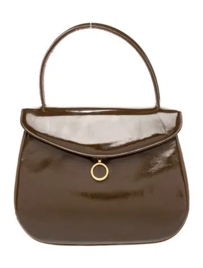 Pre-owned Saks Fifth Avenue Leather Top Handle Bag In Brown