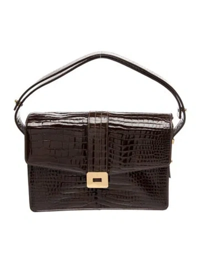 Pre-owned Saks Fifth Avenue Leather Top Handle Bag In Brown