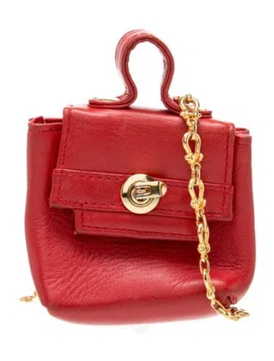 Pre-owned Saks Fifth Avenue Leather Top Handle Bag In Red
