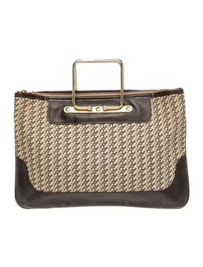 Pre-owned Saks Fifth Avenue Leather Top Handle Bag Vintage In Neutrals