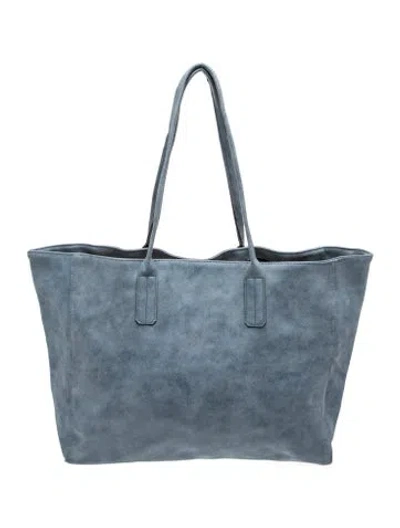 Pre-owned Saks Fifth Avenue Leather Tote In Blue