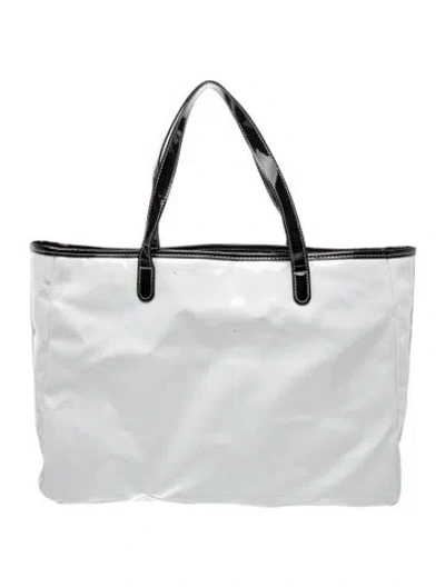 Pre-owned Saks Fifth Avenue Leather Tote In Blue