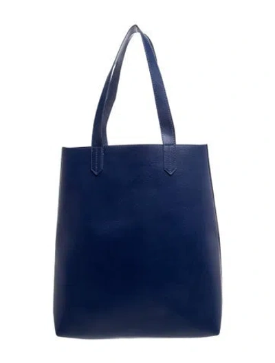 Pre-owned Saks Fifth Avenue Leather Tote In Blue