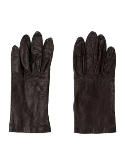 Pre-owned Saks Fifth Avenue Leather Winter Gloves In Brown