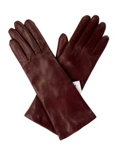 Pre-owned Saks Fifth Avenue Leather Winter Gloves W/tags In Brown