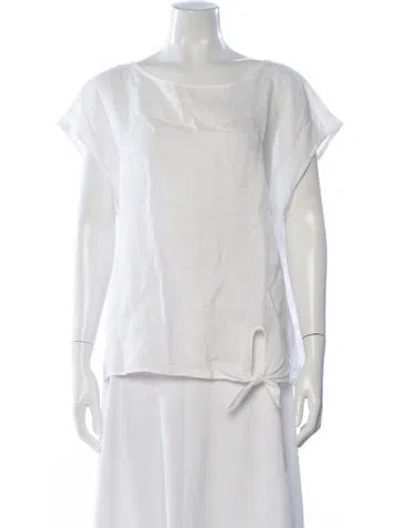 Pre-owned Saks Fifth Avenue Linen Crew Neck Blouse In White