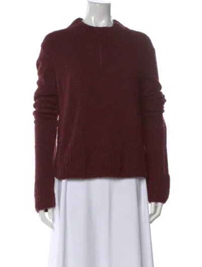 Pre-owned Saks Fifth Avenue Linen Crew Neck Sweater In Burgundy