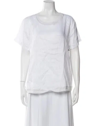 Pre-owned Saks Fifth Avenue Linen Crew Neck Top W/ Tags In White