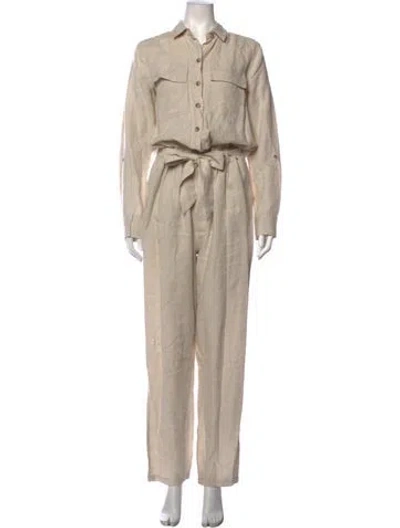 Pre-owned Saks Fifth Avenue Linen Jumpsuit In Neutrals