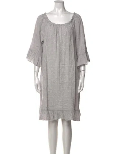 Pre-owned Saks Fifth Avenue Linen Knee-length Dress In Gray