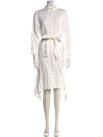 Pre-owned Saks Fifth Avenue Linen Knee-length Dress In Neutral