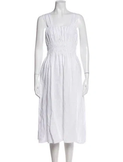 Pre-owned Saks Fifth Avenue Linen Long Dress In White
