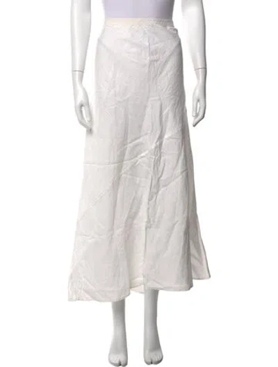 Pre-owned Saks Fifth Avenue Linen Long Skirt In White