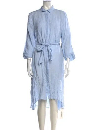 Pre-owned Saks Fifth Avenue Linen Midi Length Dress In Blue