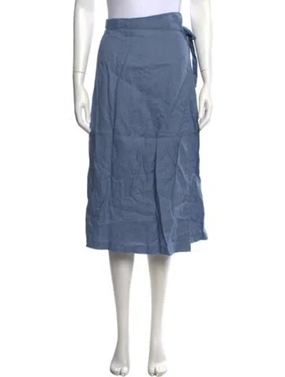 Pre-owned Saks Fifth Avenue Linen Midi Length Skirt W/ Tags In Blue