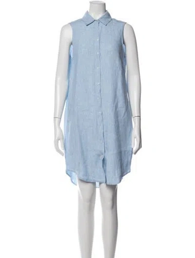 Pre-owned Saks Fifth Avenue Linen Mini Dress In Blue