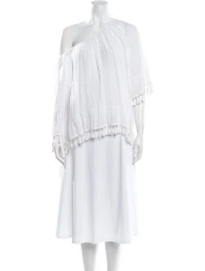 Pre-owned Saks Fifth Avenue Linen One-shoulder Tunic In White