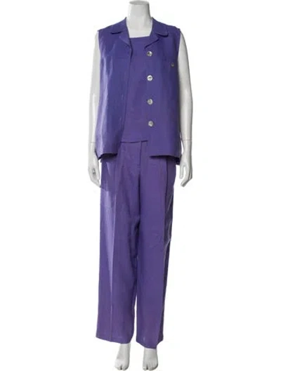 Pre-owned Saks Fifth Avenue Linen Pant Set In Blue