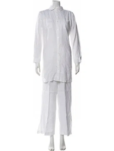 Pre-owned Saks Fifth Avenue Linen Pant Set W/ Tags In White
