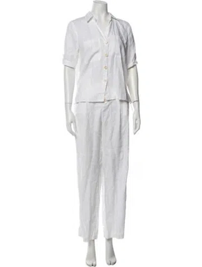 Pre-owned Saks Fifth Avenue Linen Pant Set In White