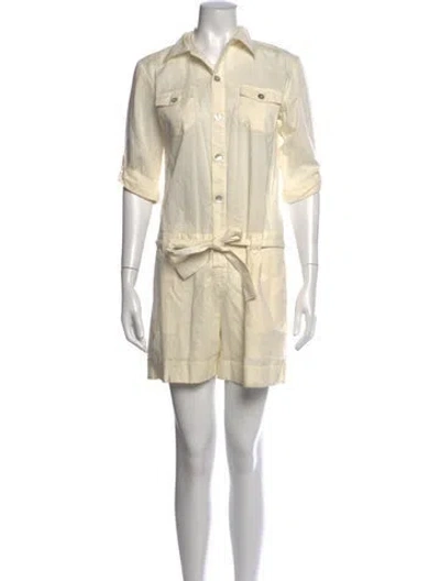 Pre-owned Saks Fifth Avenue Linen Romper In Yellow