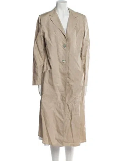 Pre-owned Saks Fifth Avenue Linen Trench Coat In Neutral