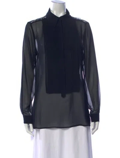 Pre-owned Saks Fifth Avenue Long Sleeve Blouse In Black