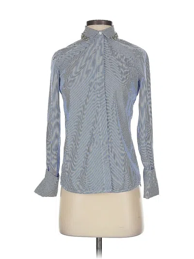 Pre-owned Saks Fifth Avenue Long Sleeve Blouse In Blue
