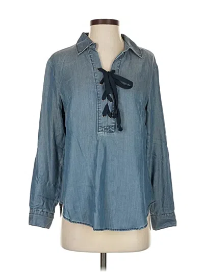 Pre-owned Saks Fifth Avenue Long Sleeve Blouse In Blue