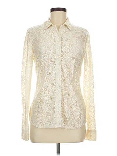 Pre-owned Saks Fifth Avenue Long Sleeve Blouse In Ivory