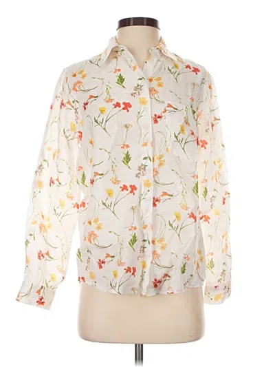 Pre-owned Saks Fifth Avenue Long Sleeve Blouse In Ivory