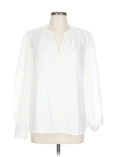 Pre-owned Saks Fifth Avenue Long Sleeve Blouse In White