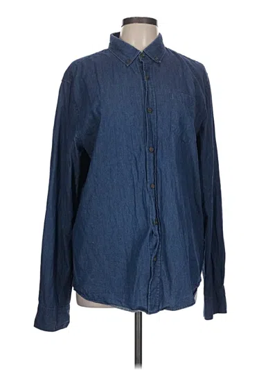 Pre-owned Saks Fifth Avenue Long Sleeve Button Down Shirt In Blue
