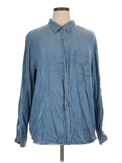 Pre-owned Saks Fifth Avenue Long Sleeve Button Down Shirt In Blue