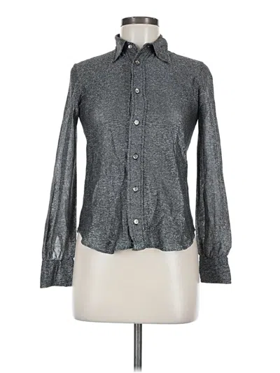 Pre-owned Saks Fifth Avenue Long Sleeve Button Down Shirt In Gray