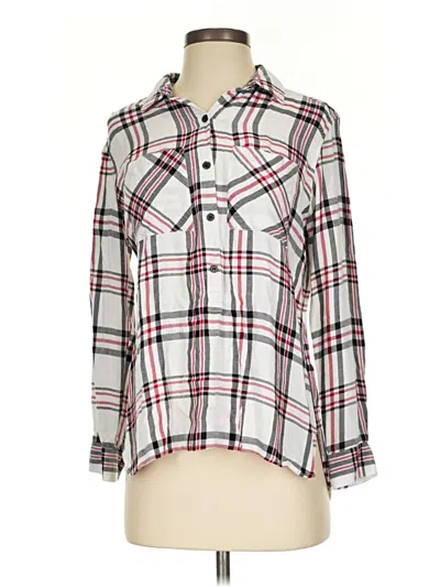 Pre-owned Saks Fifth Avenue Long Sleeve Button Down Shirt In Ivory