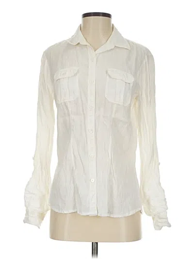 Pre-owned Saks Fifth Avenue Long Sleeve Button Down Shirt In Ivory