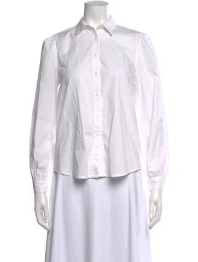 Pre-owned Saks Fifth Avenue Long Sleeve Button-up Top In White