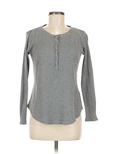 Pre-owned Saks Fifth Avenue Long Sleeve Henley Shirt In Gray