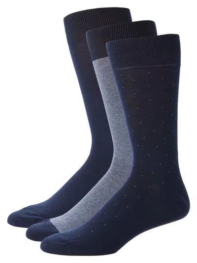 Saks Fifth Avenue Made In Italy Men's 3-pack Fancy Dress Socks In Navy