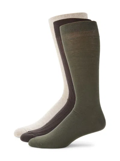 Saks Fifth Avenue Made In Italy Men's 3-pack Fancy Dress Socks In Olive