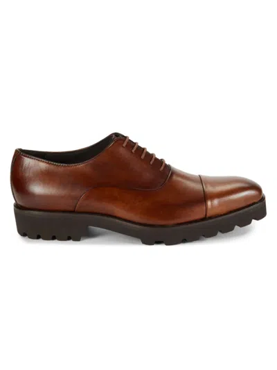 Saks Fifth Avenue Made In Italy Men's Bal Leather Oxford Shoes In Cognac