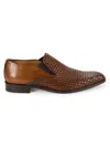 SAKS FIFTH AVENUE MADE IN ITALY MEN'S BASKET WEAVE LEATHER SLIP ON SHOES