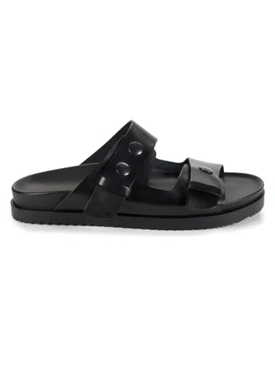 Saks Fifth Avenue Made In Italy Men's Dual Buckle Leather Sandals In Black