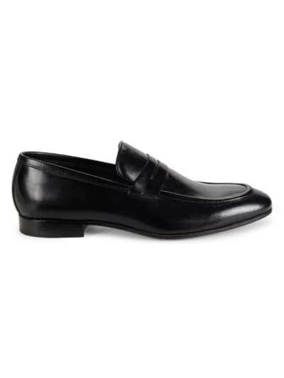 Saks Fifth Avenue Made In Italy Men's Leather Penny Loafers In Black