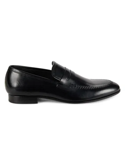 Saks Fifth Avenue Made In Italy Men's Leather Penny Loafers In Black