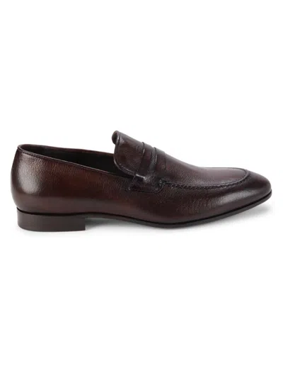 Saks Fifth Avenue Made In Italy Men's Leather Penny Loafers In Teak