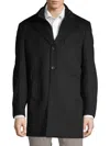 Saks Fifth Avenue Made In Italy Men's Modern Fit Wool Blend Car Coat With Bib In Black